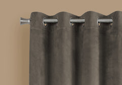 Curtain Panel, 2pcs Set, 52"w X 84"l, Room Darkening, Grommet, Living Room, Bedroom, Kitchen, Taupe Velvet, Contemporary, Modern
