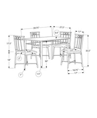 Dining Table Set, 5pcs Set, Small, 40" Rectangular, Kitchen, White Marble Look Laminate, Black Metal, Contemporary, Modern