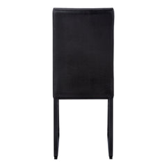 Dining Chair, Set Of 2, Side, Upholstered, Kitchen, Dining Room, Black Leather Look, Black Metal, Contemporary, Modern