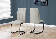 Dining Chair, Set Of 2, Side, Upholstered, Kitchen, Dining Room, 39" Height, Grey Fabric, Black Metal, Contemporary, Modern