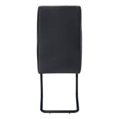 Dining Chair, Set Of 2, Side, Upholstered, Kitchen, Dining Room, 39" Height, Black Leather Look, Black Metal, Contemporary, Modern