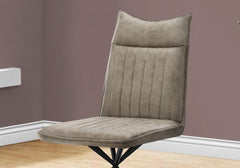 Dining Chair, Set Of 2, Side, Upholstered, Kitchen, Dining Room, Brown Fabric, Black Metal, Contemporary, Modern