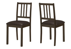 Dining Chair, Set Of 2, Side, Upholstered, Kitchen, Dining Room, Brown Leather Look, Brown Wood Legs, Transitional