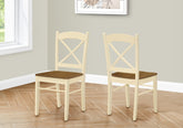 Dining Chair, Set Of 2, Side, Kitchen, Dining Room, Oak And Cream, Wood Legs, Transitional
