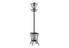 Coat Rack, Hall Tree, Free Standing, 8 Hooks, Entryway, 71"h, Umbrella Holder, Bedroom, Black Metal, Transitional