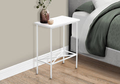 Accent Table, Side, End, Narrow, Small, 2 Tier, Living Room, Bedroom, White Laminate, White Metal, Contemporary, Modern