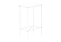 Accent Table, Side, End, Narrow, Small, 2 Tier, Living Room, Bedroom, White Laminate, White Metal, Contemporary, Modern