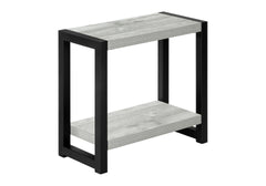 Accent Table, Side, End, Narrow, Small, 2 Tier, Living Room, Bedroom, Grey Laminate, Black Metal, Contemporary, Modern