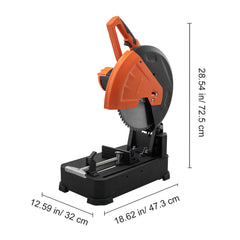 Chop Saw, 14"/355mm Blade Diameter Cut Off Saw, 2800W 1200RPM Steel Cutting Machine, 0-45° Adjustable Dry Cut Chop Saw, Miter Saw for Cutting Metal Cold Cut Saw for Steel/Rebar/Iron/Aluminum
