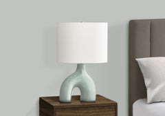 Lighting, 25"h, Table Lamp, Green Ceramic, Ivory / Cream Shade, Contemporary, Modern