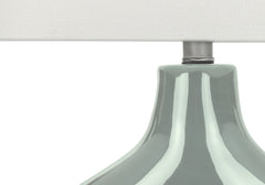 Lighting, 25"h, Table Lamp, Green Ceramic, Ivory / Cream Shade, Contemporary, Modern