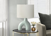 Lighting, 25"h, Table Lamp, Green Ceramic, Ivory / Cream Shade, Contemporary, Modern