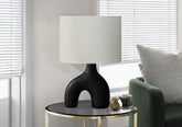 Lighting, 25"h, Table Lamp, Black Ceramic, Ivory / Cream Shade, Contemporary, Modern
