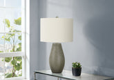 Lighting, 24"h, Table Lamp, Grey Resin, Ivory / Cream Shade, Contemporary