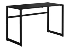 Computer Desk, Home Office, Laptop, 48"l, Work, Black Tempered Glass, Black Metal, Contemporary, Modern