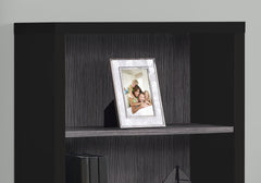 Bookshelf, Bookcase, Etagere, 5 Tier, 48"h, Office, Bedroom, Black And Grey Laminate, Contemporary, Modern