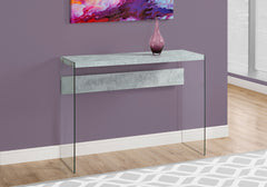 Accent Table, Console, Entryway, Narrow, Sofa, Living Room, Bedroom, Grey Laminate, Clear Tempered Glass, Contemporary, Modern