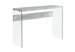 Accent Table, Console, Entryway, Narrow, Sofa, Living Room, Bedroom, Grey Laminate, Clear Tempered Glass, Contemporary, Modern