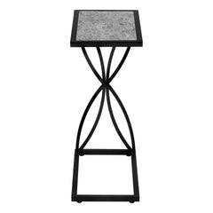 Accent Table, C-shaped, End, Side, Snack, Living Room, Bedroom, Grey Laminate, Black Metal, Contemporary, Modern