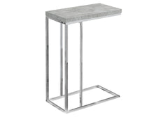 Accent Table, C-shaped, End, Side, Snack, Living Room, Bedroom, Grey Laminate, Chrome Metal, Contemporary, Modern