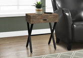 Accent Table, Side, End, Nightstand, Lamp, Storage Drawer, Living Room, Bedroom, Brown Laminate, Black Metal, Contemporary, Modern