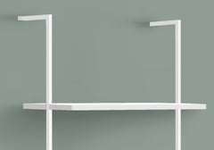 Bookshelf, Bookcase, Etagere, Ladder, 5 Tier, 72"h, Office, Bedroom, White Laminate, White Metal, Contemporary, Modern