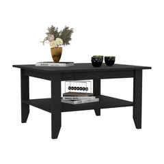 Coffee Table, Four Legs, One Shelf, Black