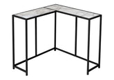 Accent Table, Console, Entryway, Narrow, Corner, Living Room, Bedroom, White Marble Look Laminate, Black Metal, Contemporary, Modern