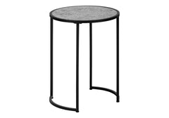 Accent Table, Side, Round, End, Nightstand, Lamp, Living Room, Bedroom, Grey Laminate, Black Metal, Contemporary, Modern