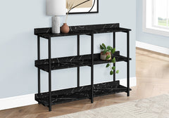 Accent Table, Console, Entryway, Narrow, Sofa, Living Room, Bedroom, Black Marble Look Laminate, Black Metal, Contemporary, Modern