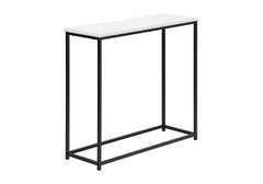 Accent Table, Console, Entryway, Narrow, Sofa, Living Room, Bedroom, White Laminate, Black Metal, Contemporary, Modern