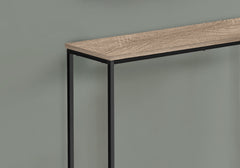 Accent Table, Console, Entryway, Narrow, Sofa, Living Room, Bedroom, Brown Laminate, Black Metal, Contemporary, Modern