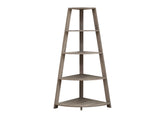 Bookshelf, Bookcase, Etagere, Corner, 4 Tier, 60"h, Office, Bedroom, Brown Laminate, Contemporary, Modern