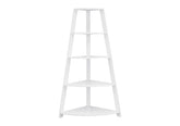 Bookshelf, Bookcase, Etagere, Corner, 4 Tier, 60"h, Office, Bedroom, White Laminate, Contemporary, Modern