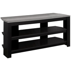 Tv Stand, 42 Inch, Console, Media Entertainment Center, Storage Shelves, Living Room, Bedroom, Black And Grey Laminate, Contemporary, Modern