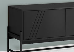 Tv Stand, 60 Inch, Console, Media Entertainment Center, Storage Cabinet, Living Room, Bedroom, Black Laminate, Black Metal, Contemporary, Modern