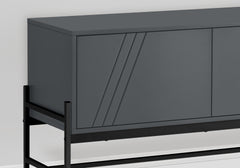 Tv Stand, 60 Inch, Console, Media Entertainment Center, Storage Cabinet, Living Room, Bedroom, Grey Laminate, Black Metal, Contemporary, Modern