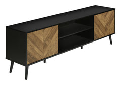 Tv Stand, 72 Inch, Console, Media Entertainment Center, Storage Cabinet, Living Room, Bedroom, Brown And Black Laminate, Black Wood Legs, Contemporary, Modern