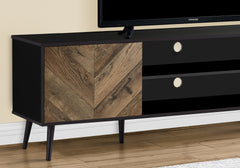 Tv Stand, 72 Inch, Console, Media Entertainment Center, Storage Cabinet, Living Room, Bedroom, Brown And Black Laminate, Black Wood Legs, Contemporary, Modern