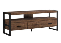 Tv Stand, 60 Inch, Console, Media Entertainment Center, Storage Drawers, Living Room, Bedroom, Brown Laminate, Black Metal, Contemporary, Modern