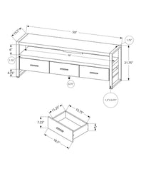 Tv Stand, 60 Inch, Console, Media Entertainment Center, Storage Drawers, Living Room, Bedroom, Black Laminate, Black Metal, Contemporary, Modern