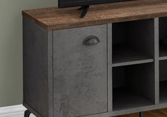 Tv Stand, 48 Inch, Console, Media Entertainment Center, Storage Cabinet, Living Room, Bedroom, Brown And Grey Laminate, Grey Metal, Contemporary, Modern