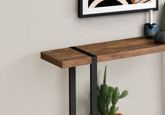 Accent Table, Console, Entryway, Narrow, Sofa, Living Room, Bedroom, Brown Laminate, Black Metal, Contemporary, Modern