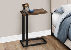 Accent Table, C-shaped, End, Side, Snack, Living Room, Bedroom, Brown Laminate, Black Metal, Contemporary, Modern