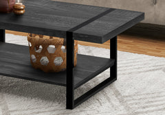 Coffee Table, Accent, Cocktail, Rectangular, Living Room, 48"l, Black Laminate, Black Metal, Contemporary, Modern
