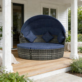 Patio Sectional Furniture Set,Outdoor Conversation Set,4 Piece Round Rattan Daybed