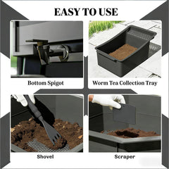 Portable Worm Composter,4-Tray Worm Composter Bin