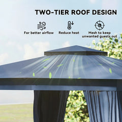 Double-roof Design Canopy Shelter,Outdoor Gazebo,Patio Gazebo