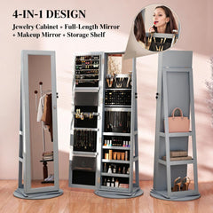Robust Mirror,360° Swivel Full-Length Mirror,with Storage Shelves