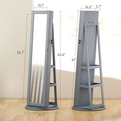 Robust Mirror,360° Swivel Full-Length Mirror,with Storage Shelves